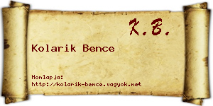 Kolarik Bence névjegykártya